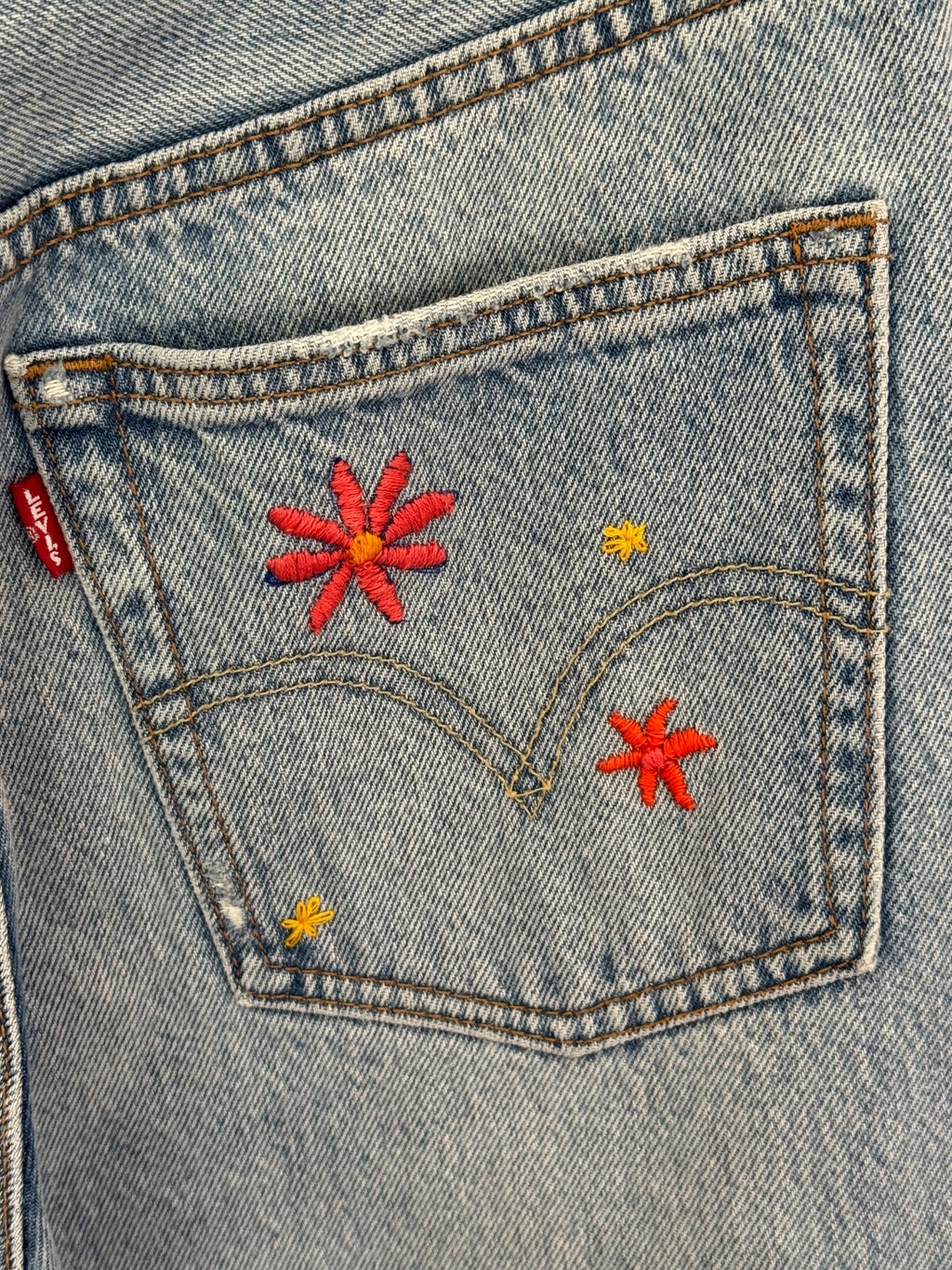 Hand embroidered Levis 501 'S'
