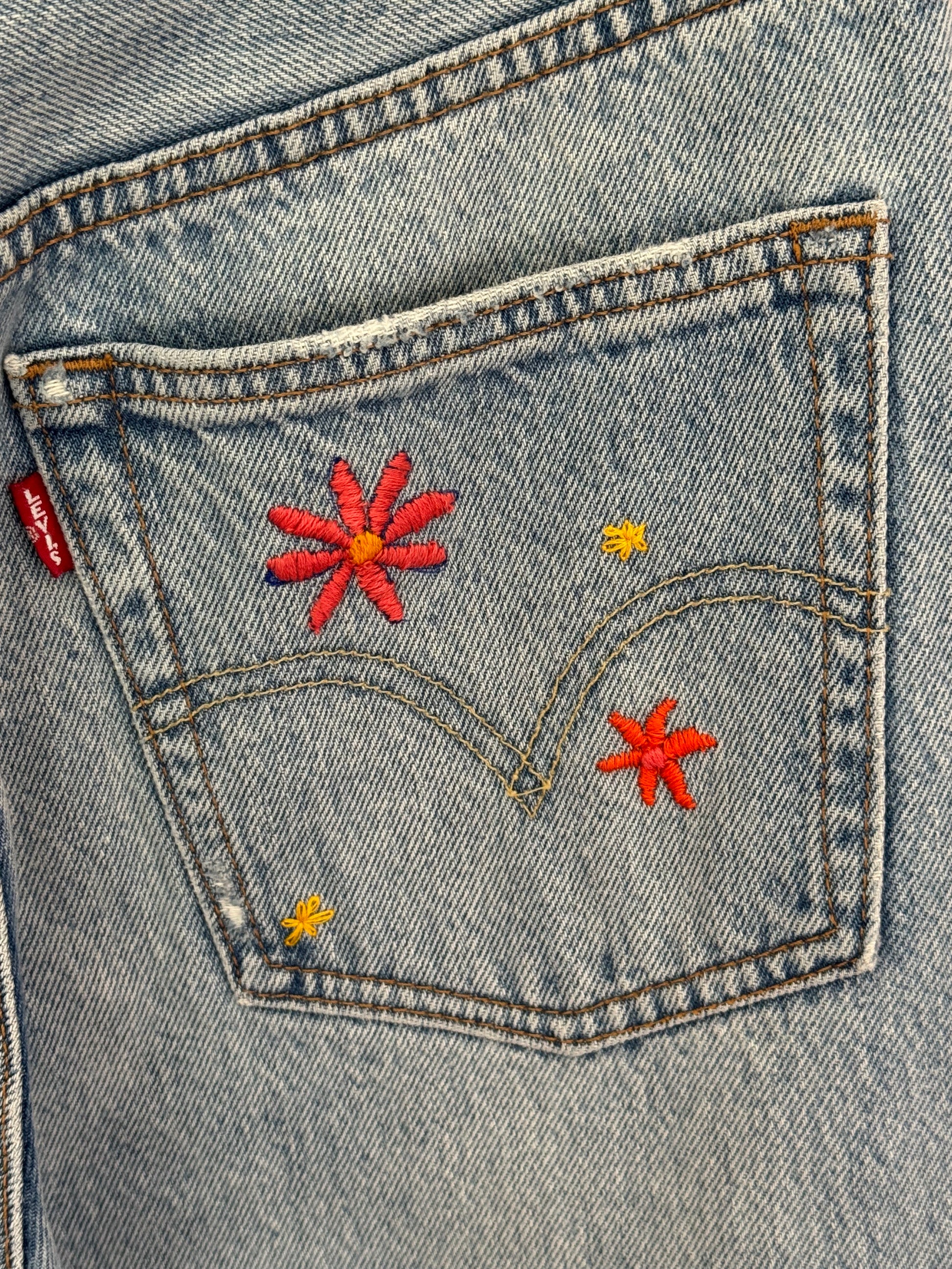 Hand embroidered Levis 501 'S'